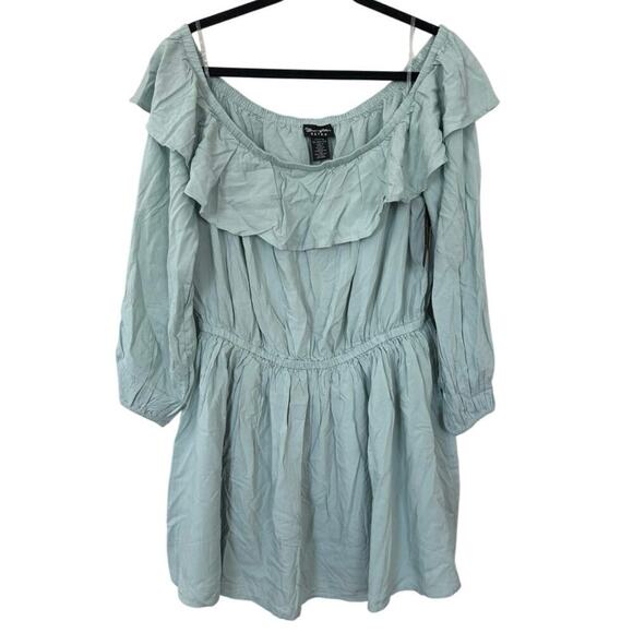 Wrangler Light Blue Off-Shoulder Mini Dress - Picture 3 of 9